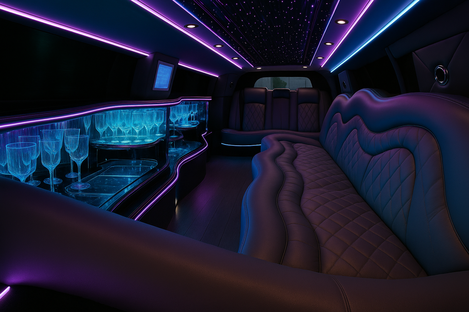 10 Passenger White Limousine interior