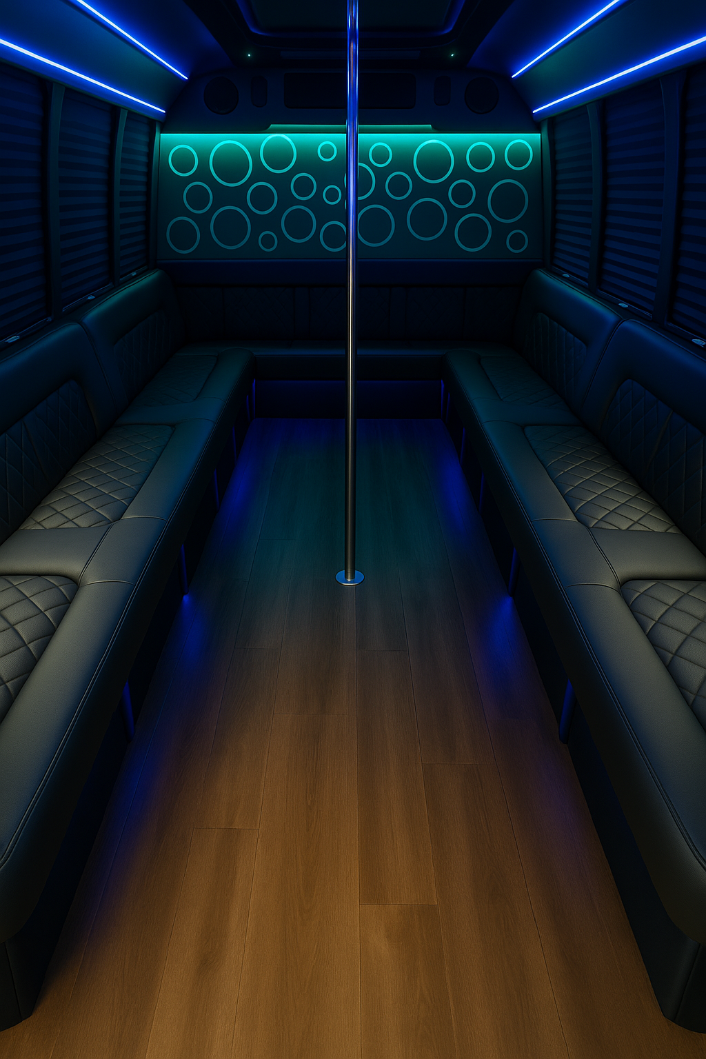 20 Passenger Party Bus interior